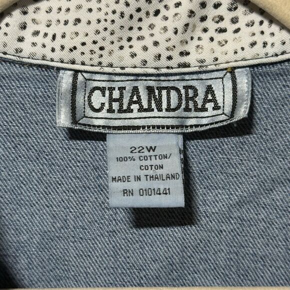 Chandra Denim Jean Vest Vintage Snake Skin Pattern Accent Women's Plus Size 22W - Picture 5 of 7